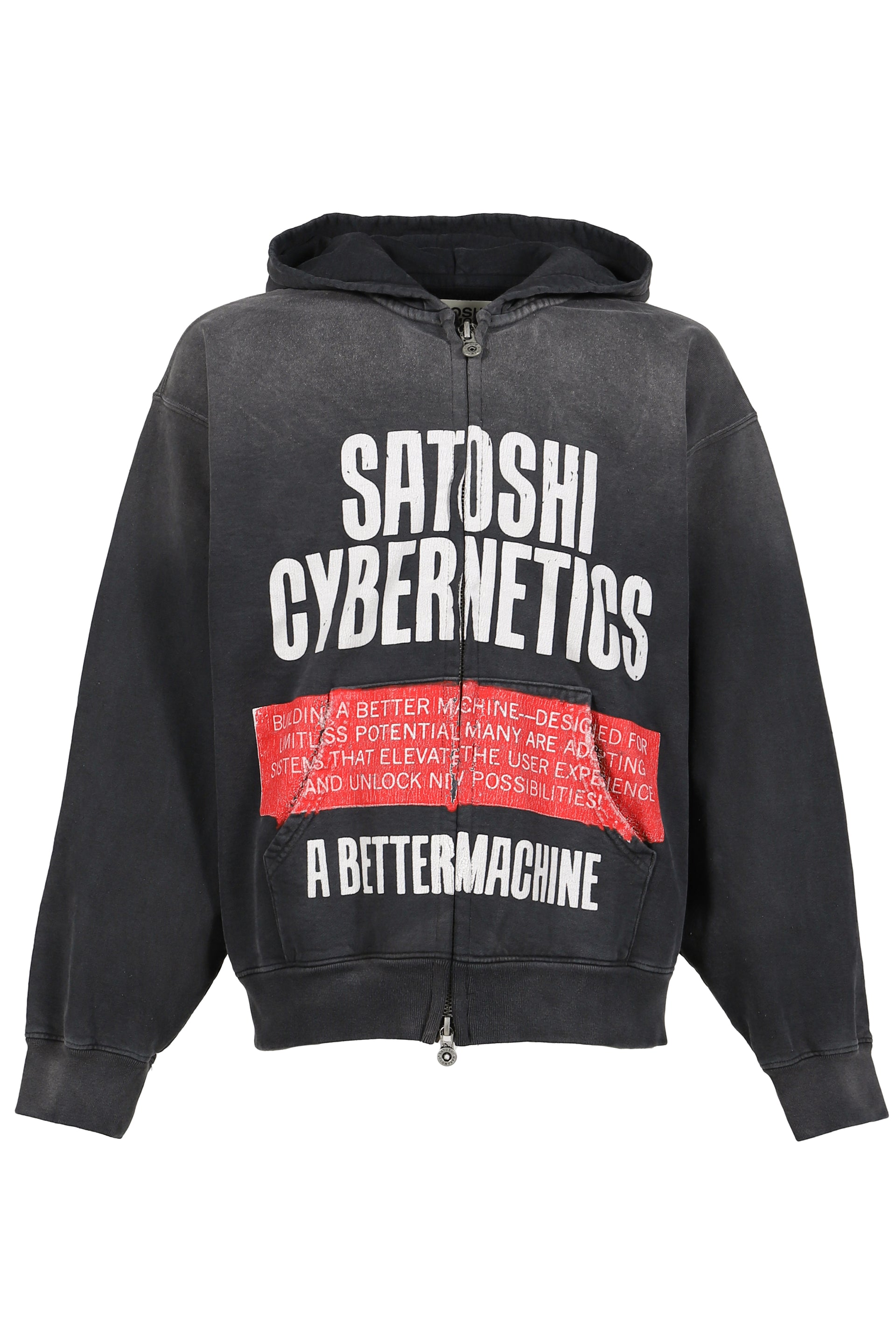 CYBERNETICS ZIP UP HOODIE / WASHED BLK
