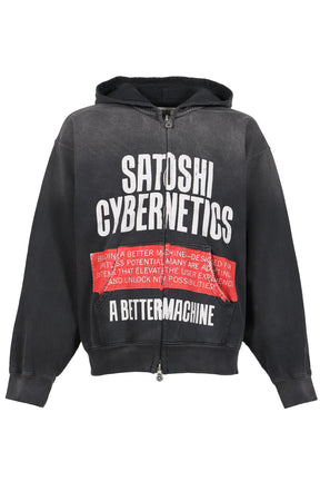 CYBERNETICS ZIP UP HOODIE / WASHED BLK