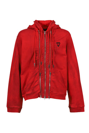 THREE ZIP HOODIE BLOODY RED / RED