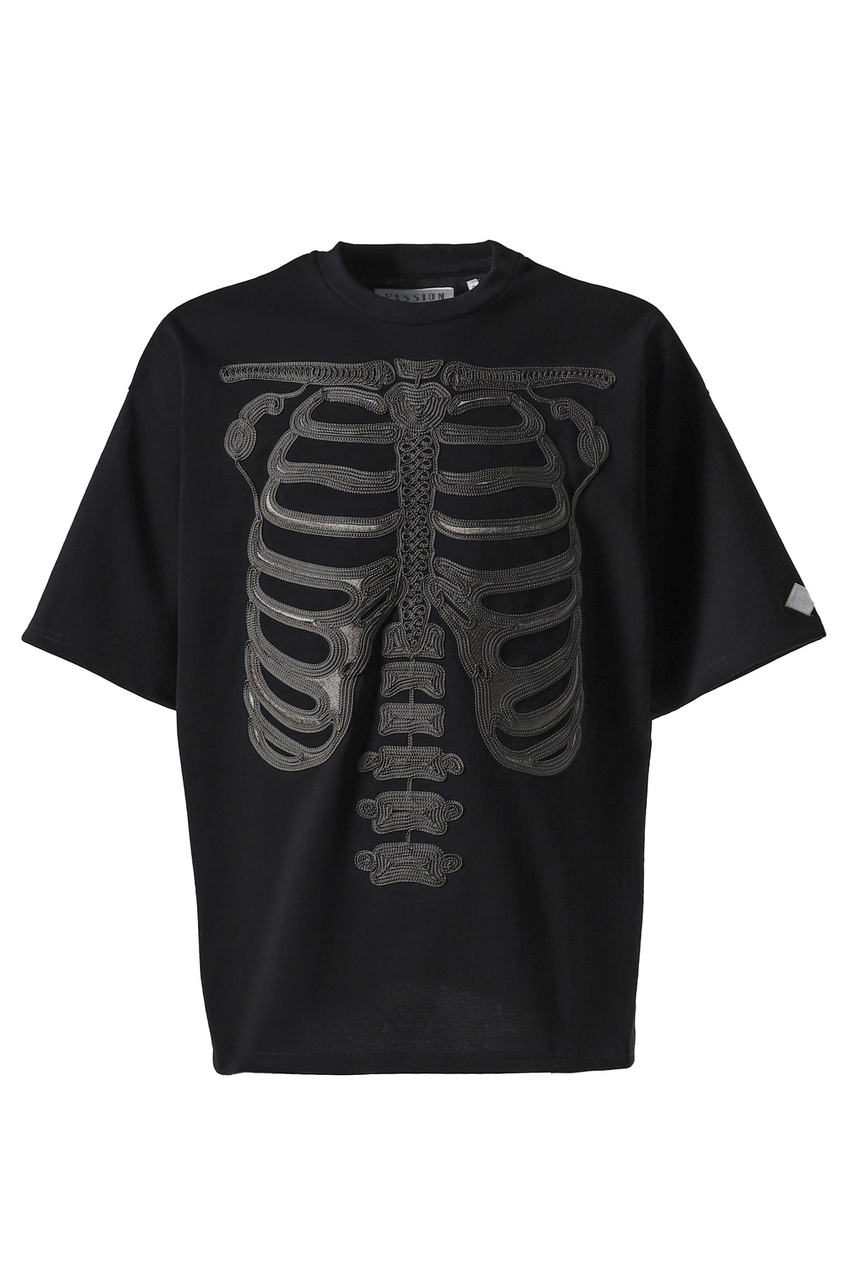 CORD EMBROIDERED T-SHIRT 'BONES /BLK