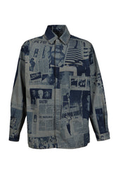 Jean Paul Gaultier DENIM SHIRT WITH NEWSPAPER PRINT / IND/BEI