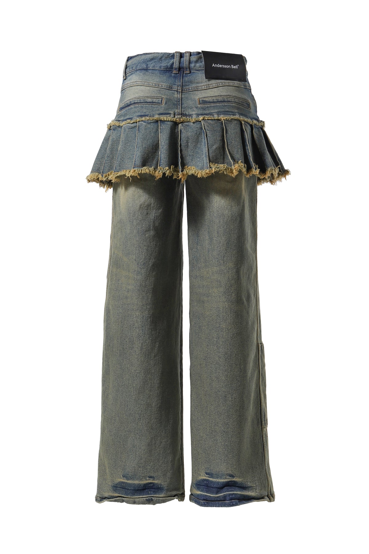 PATCHWORK DENIM PLEATS SKIRT JEANS / BLU