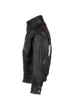THE COMMISSION LEATHER BOMBER JACKET / BLK