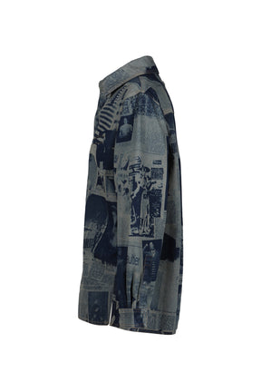 Jean Paul Gaultier DENIM SHIRT WITH NEWSPAPER PRINT / IND/BEI