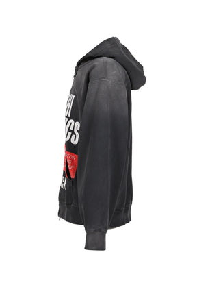 CYBERNETICS ZIP UP HOODIE / WASHED BLK