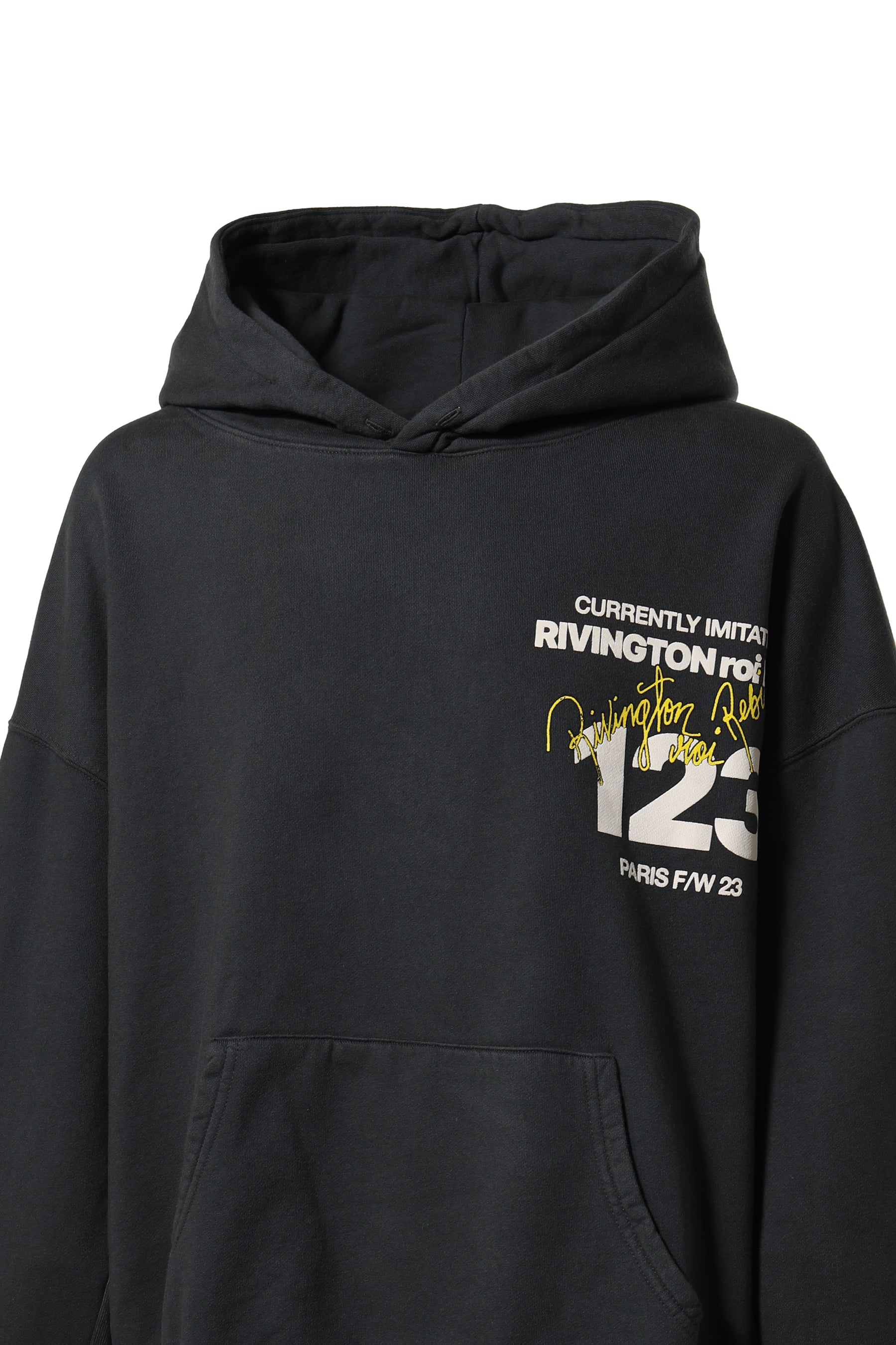 RRR123 FW23 CVA IMITATION OF PARIS HOODIE / BLK -NUBIAN