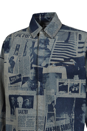 Jean Paul Gaultier DENIM SHIRT WITH NEWSPAPER PRINT / IND/BEI