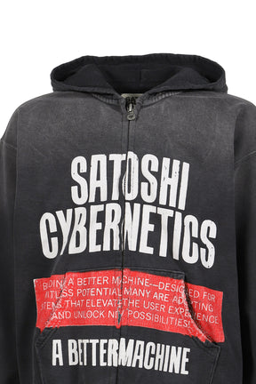 CYBERNETICS ZIP UP HOODIE / WASHED BLK