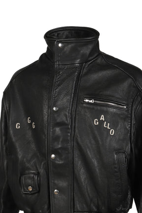 THE COMMISSION LEATHER BOMBER JACKET / BLK