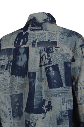 Jean Paul Gaultier DENIM SHIRT WITH NEWSPAPER PRINT / IND/BEI