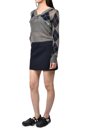BOW LOW-WAIST MINI SKIRT / NVY