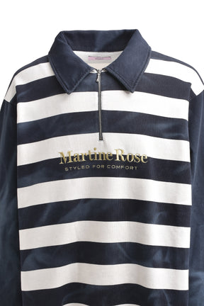 MARTINE ROSE マーティン ローズ SS24 L/S Tシャツ ZIP UP POLO / NVY