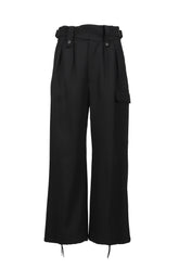 HEAVY WOOL GABARDINE GURKHA CARGO PANTS / BLK