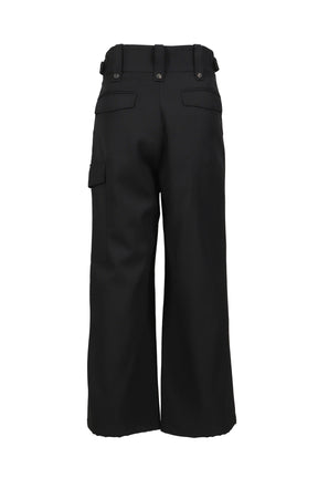 HEAVY WOOL GABARDINE GURKHA CARGO PANTS / BLK