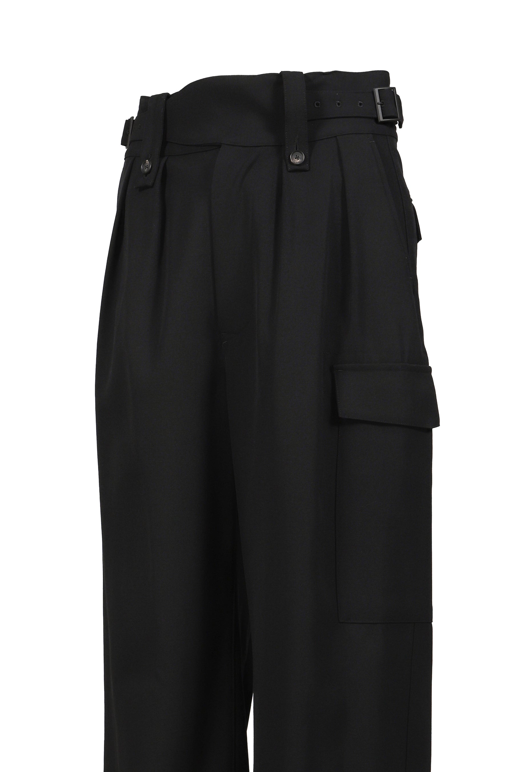 HEAVY WOOL GABARDINE GURKHA CARGO PANTS / BLK