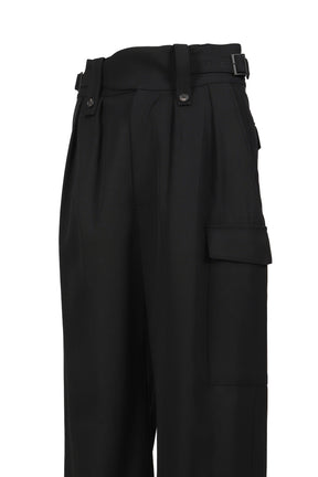 HEAVY WOOL GABARDINE GURKHA CARGO PANTS / BLK