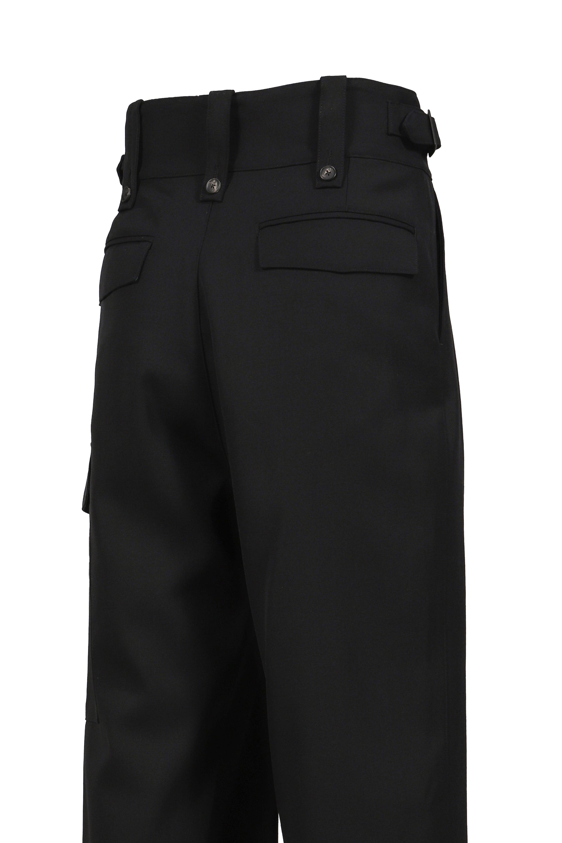 HEAVY WOOL GABARDINE GURKHA CARGO PANTS / BLK