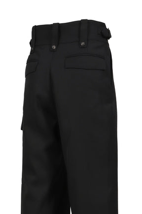 HEAVY WOOL GABARDINE GURKHA CARGO PANTS / BLK