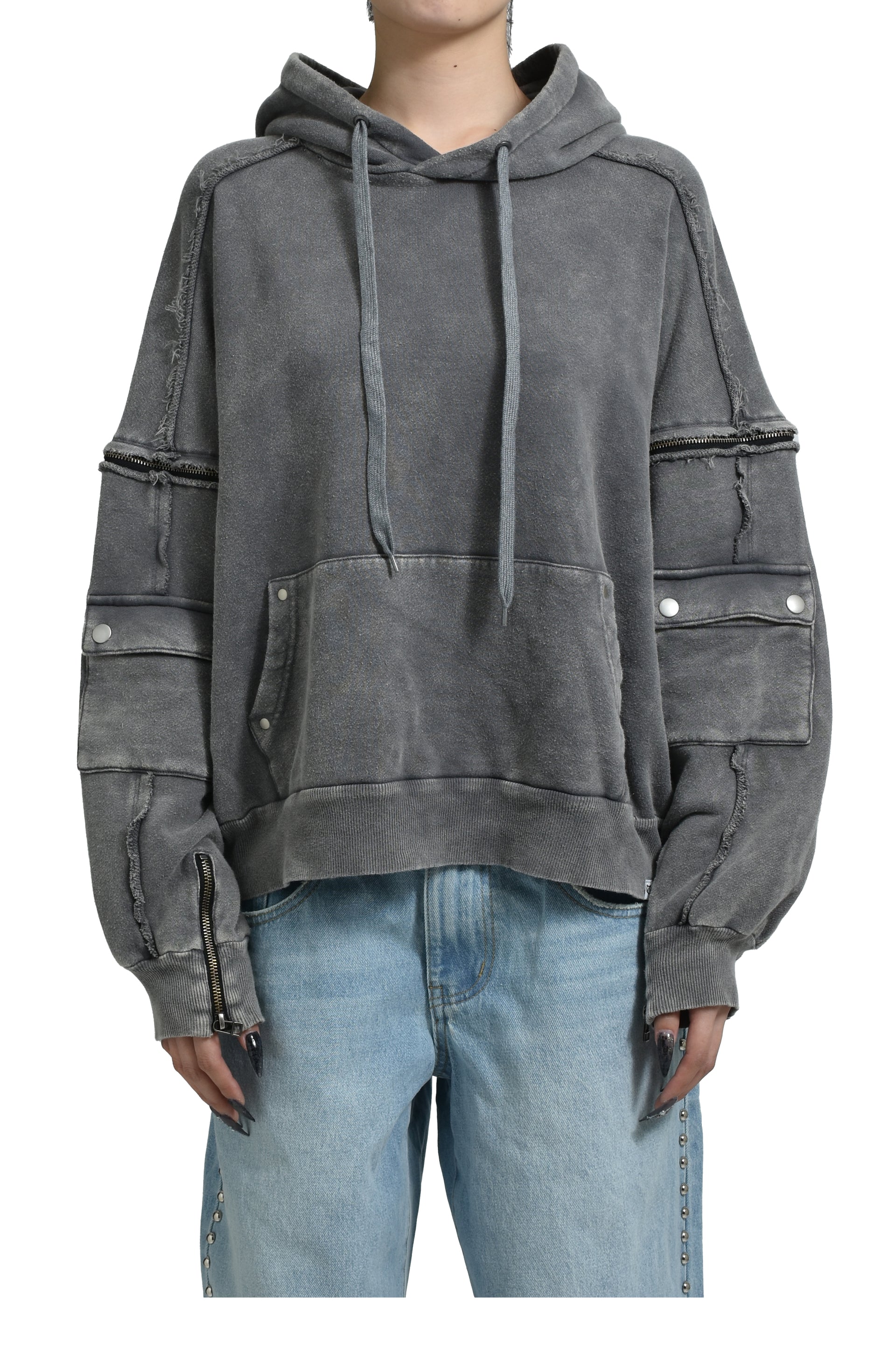 SPLIT SWEAT HOODIE / GRY