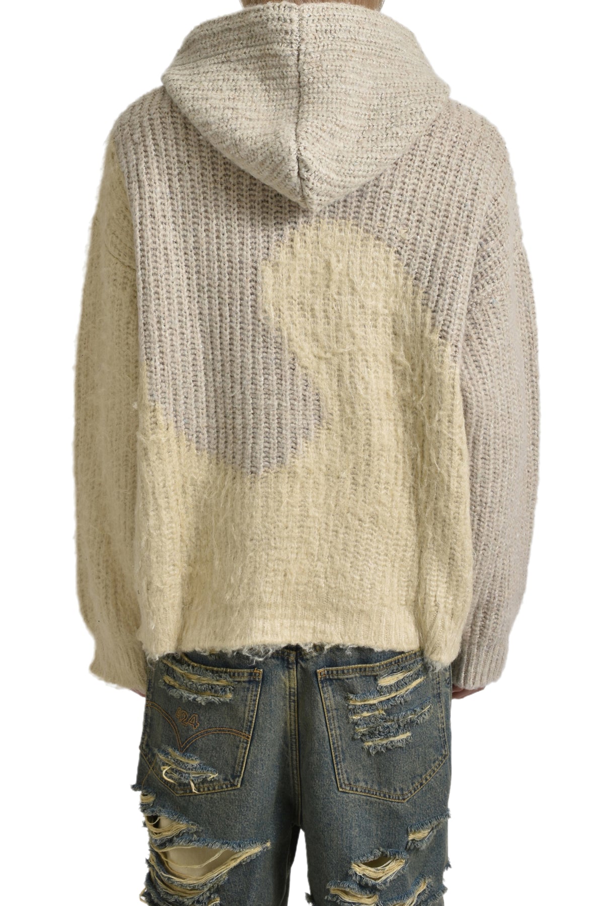 SILK SWIRL HOODIE KNIT / GRY