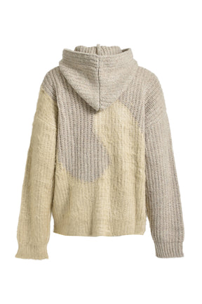 SILK SWIRL HOODIE KNIT / GRY