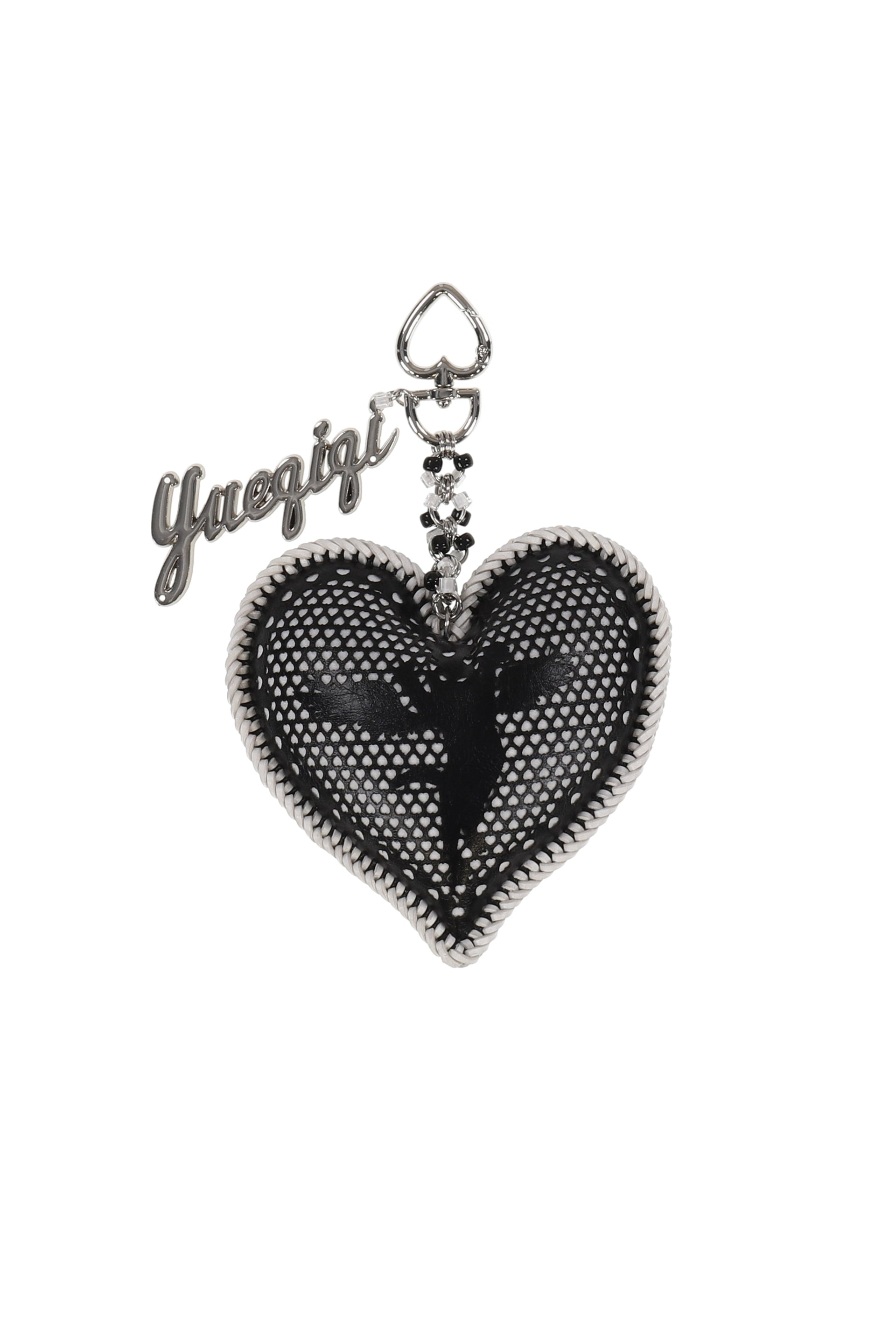 CUPID'S PERFORATED HEART CHARM - BLACK / BLK/WHT