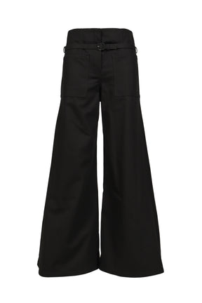 COTTON CANVAS PALAZZO PANTS / BLK