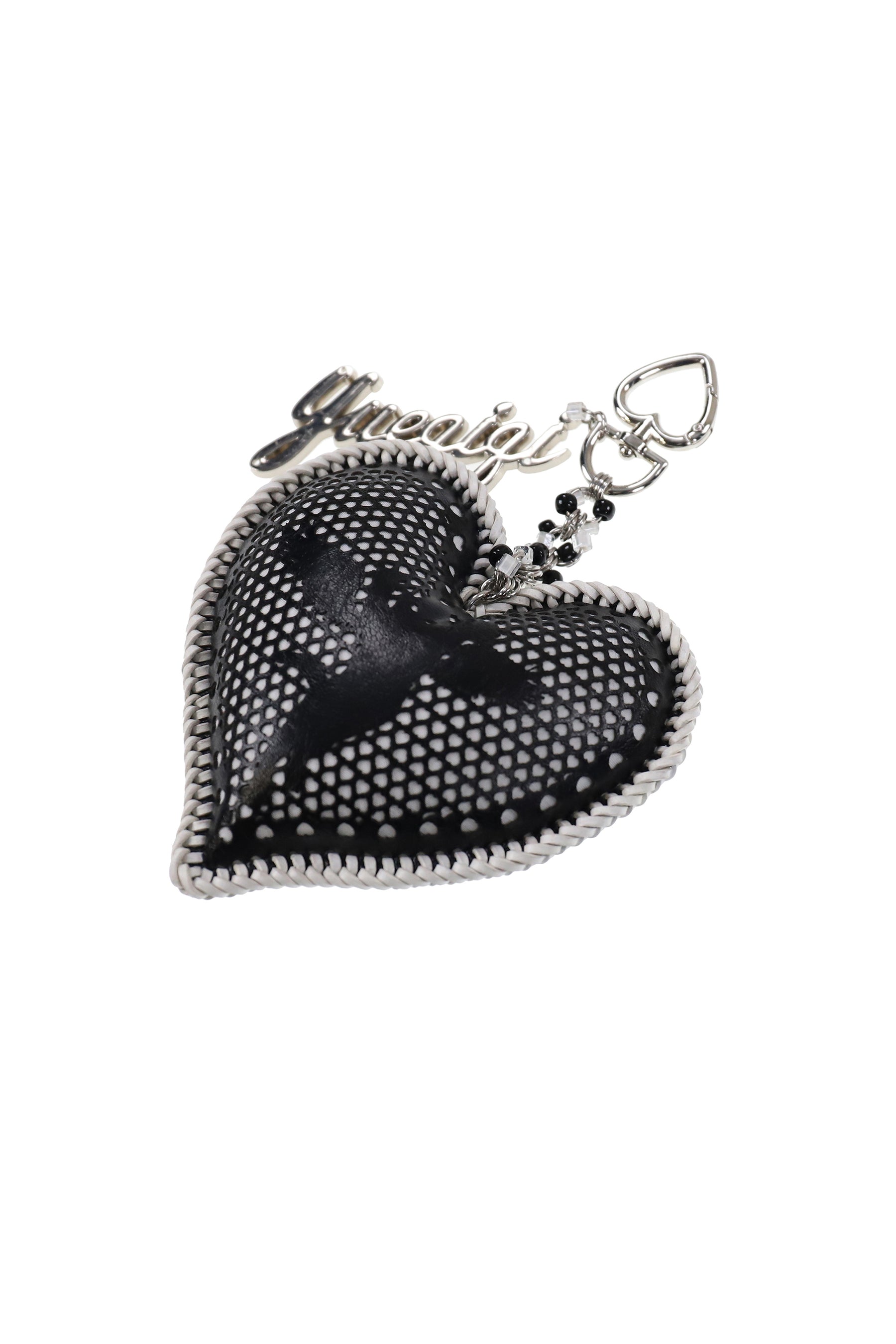 CUPID'S PERFORATED HEART CHARM - BLACK / BLK/WHT