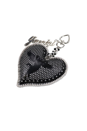 CUPID'S PERFORATED HEART CHARM - BLACK / BLK/WHT
