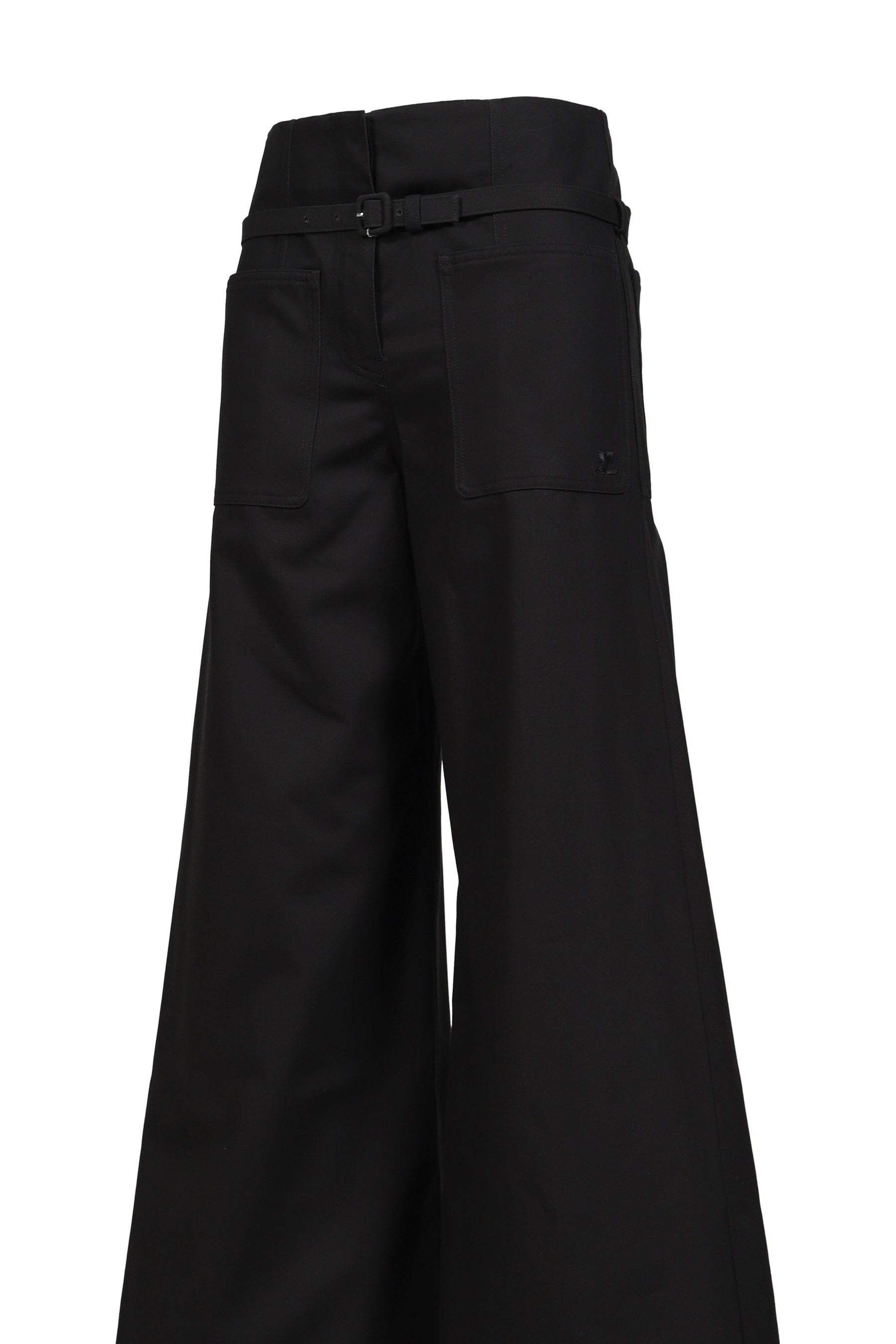 COTTON CANVAS PALAZZO PANTS / BLK