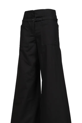 COTTON CANVAS PALAZZO PANTS / BLK