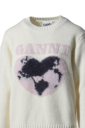 GRAPHIC SOFT WOOL MIX O-NECK / WHT