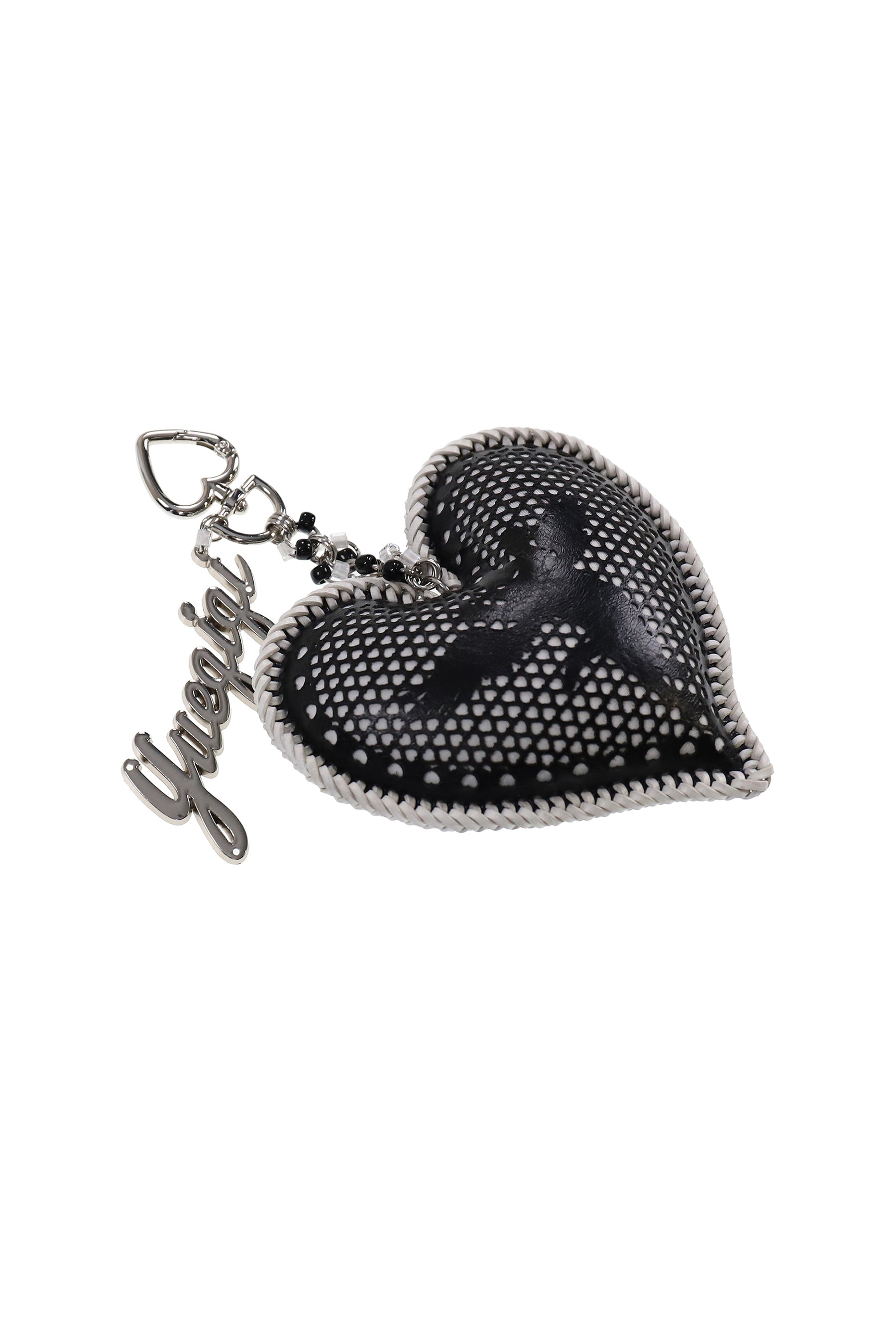 CUPID'S PERFORATED HEART CHARM - BLACK / BLK/WHT