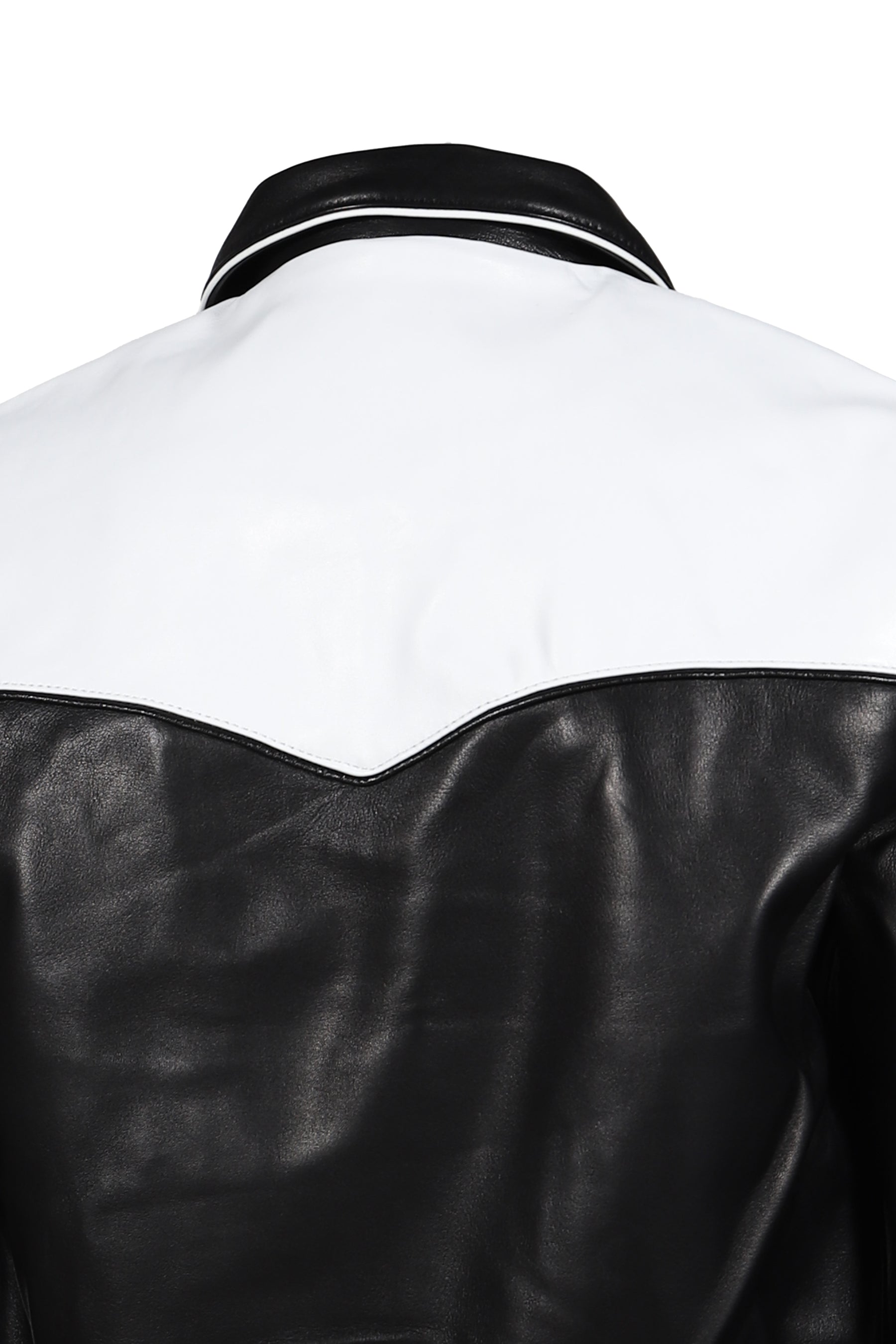 WESTERN LEATHER HARRINGTON JACKET / BLK WHT