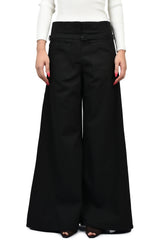 COTTON CANVAS PALAZZO PANTS / BLK