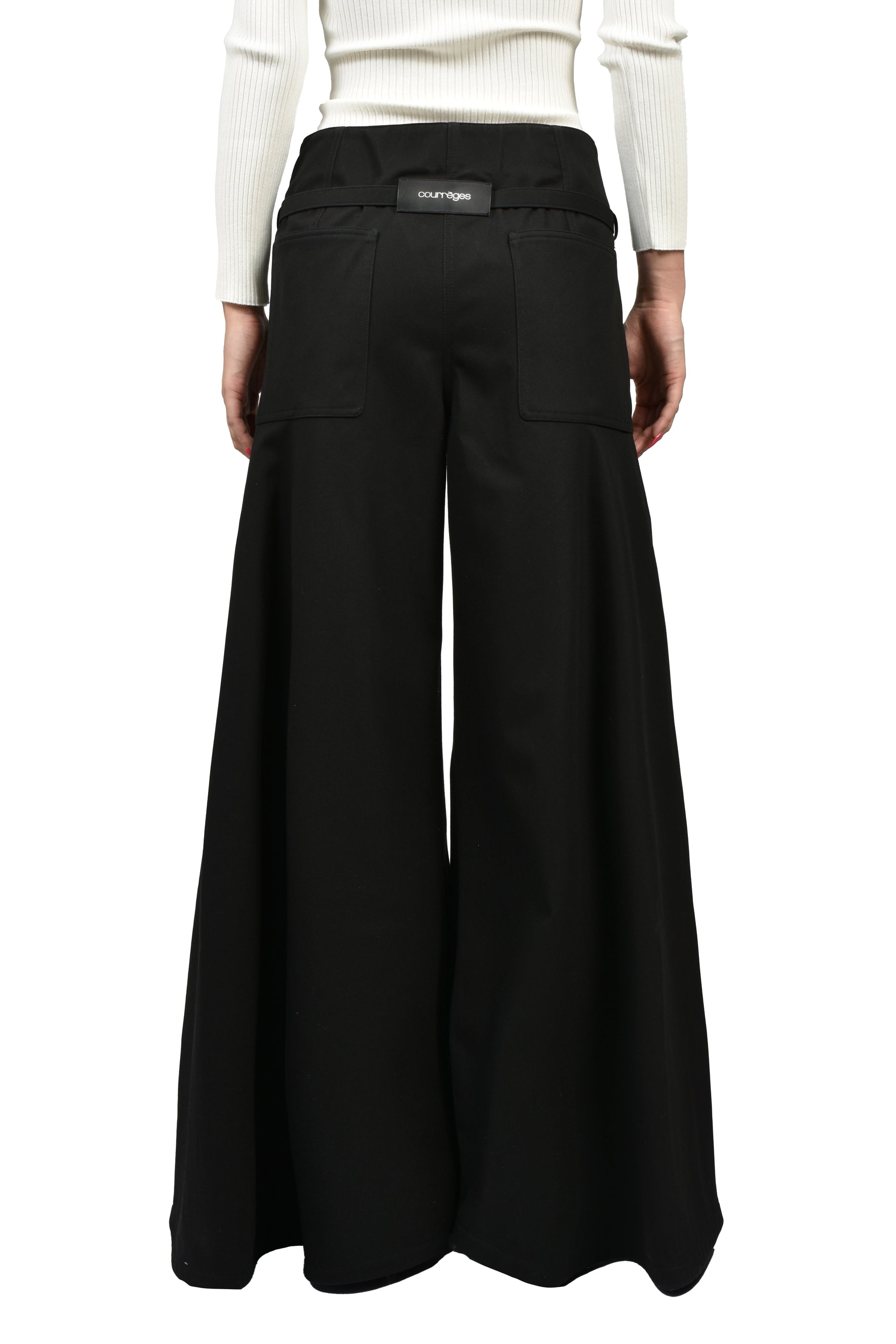 COTTON CANVAS PALAZZO PANTS / BLK