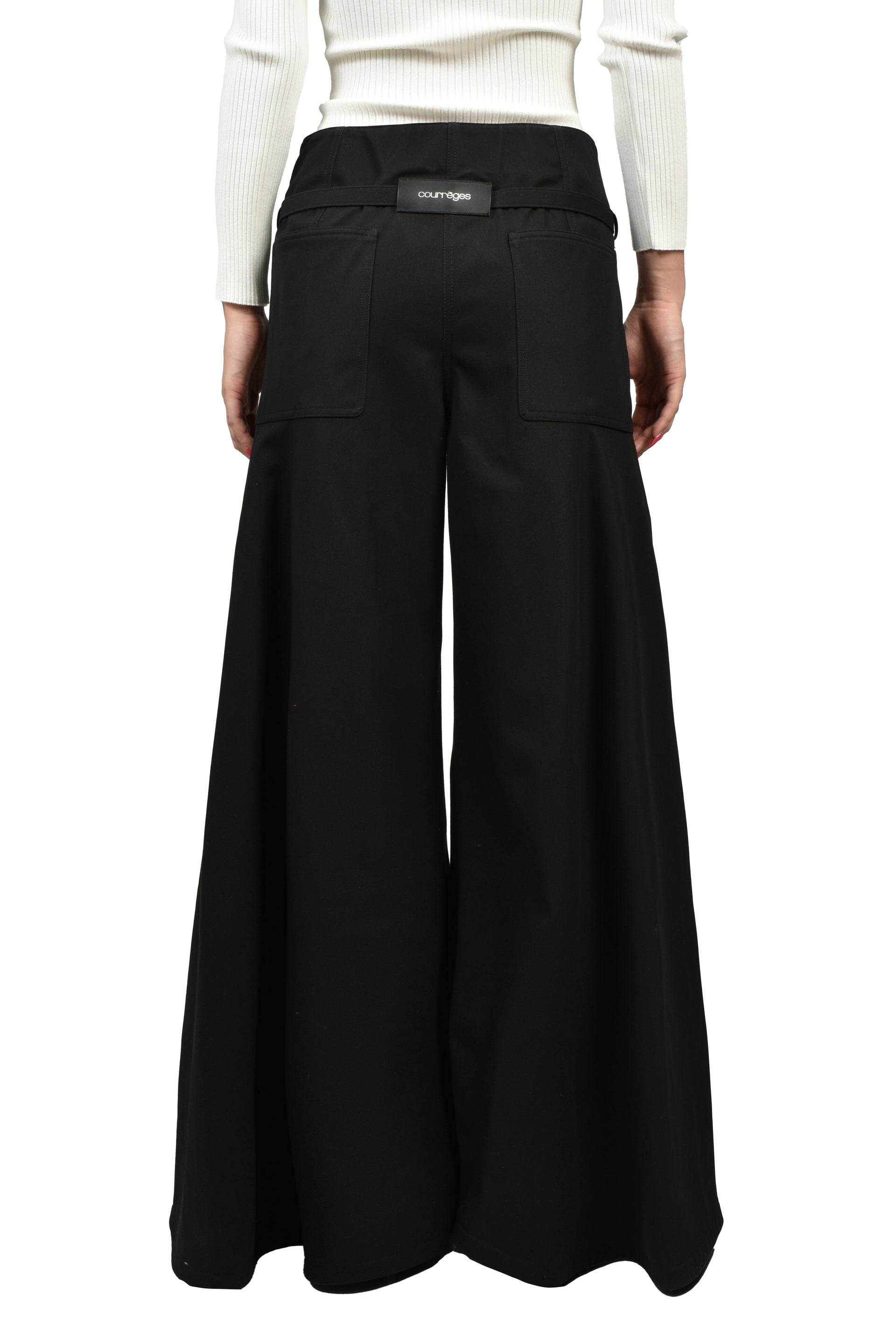 COTTON CANVAS PALAZZO PANTS / BLK