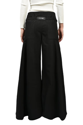 COTTON CANVAS PALAZZO PANTS / BLK