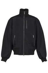 HIGH COLLAR RAW EDGE MILLITARY BOMBER / BLK