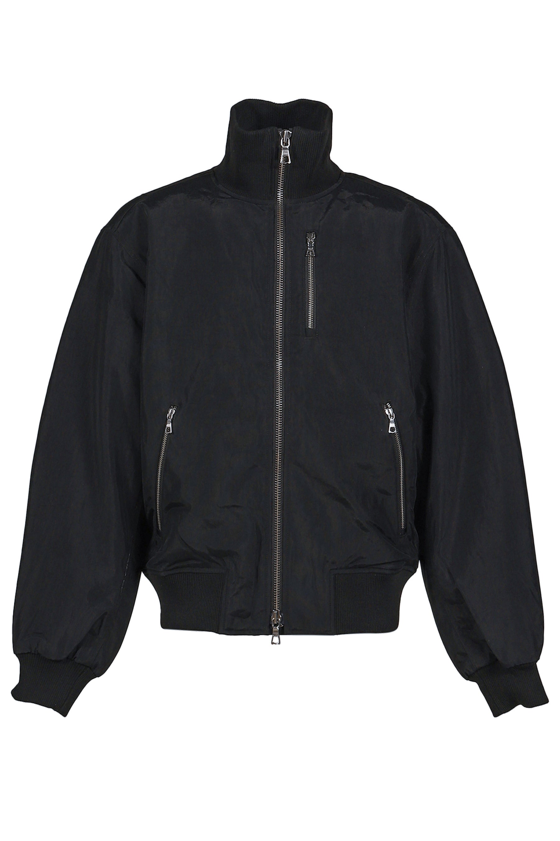 HIGH COLLAR RAW EDGE MILLITARY BOMBER / BLK 