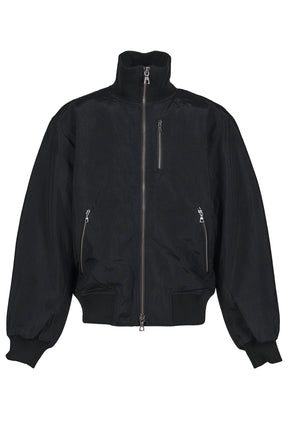 HIGH COLLAR RAW EDGE MILLITARY BOMBER / BLK 