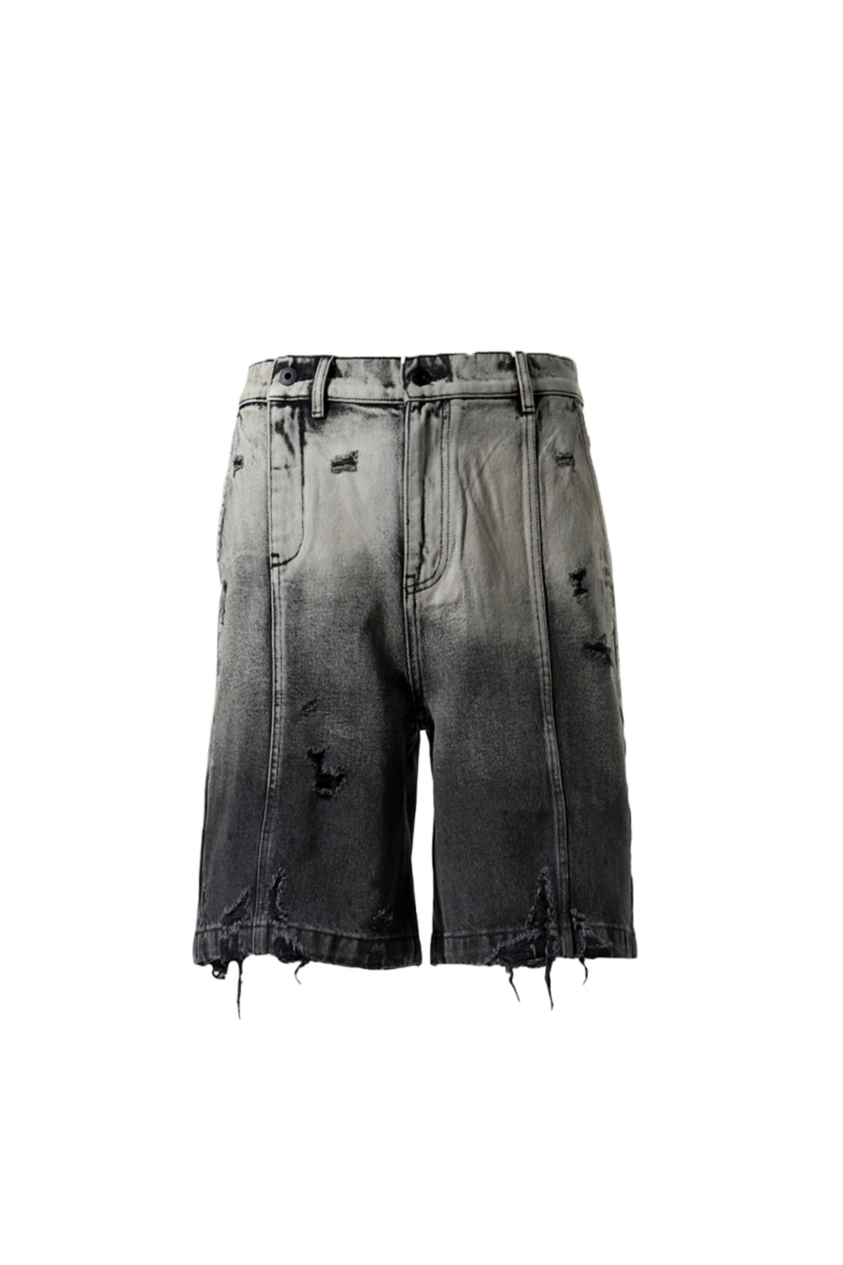 DENIM GRADIENT WASHED SHORTS / BLK