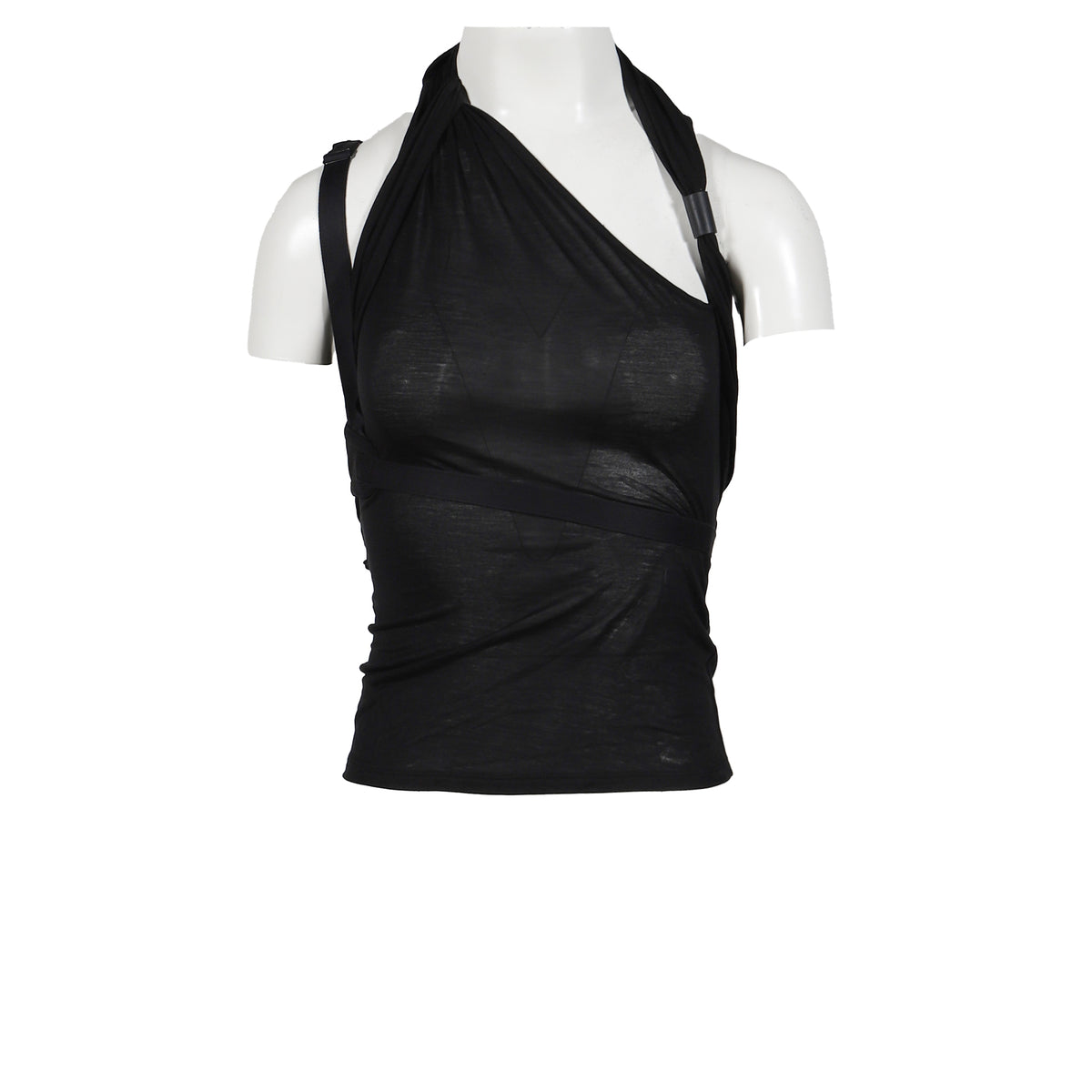 HYEIN SEO（ヘインソ） ブラックノースリーブダウンジャケット Hyein Seo ヘインソ SS26 SLEEVELESS KNOT TOP W/ BACK STRAP / BLK