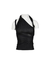 SLEEVELESS KNOT TOP W/ BACK STRAP / BLK