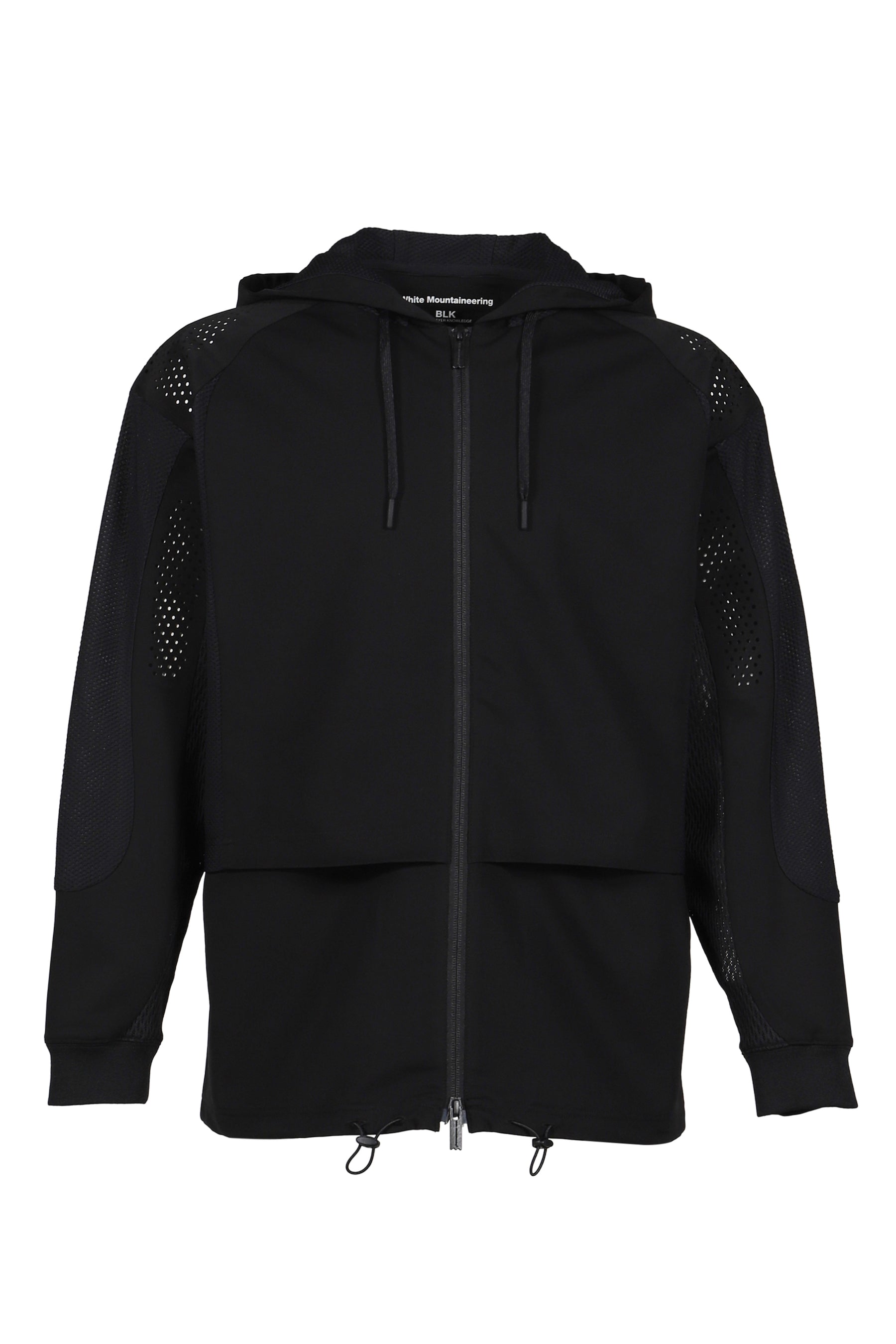 White Mountaineering LAYERED ZIP UP HOODIE / BLK