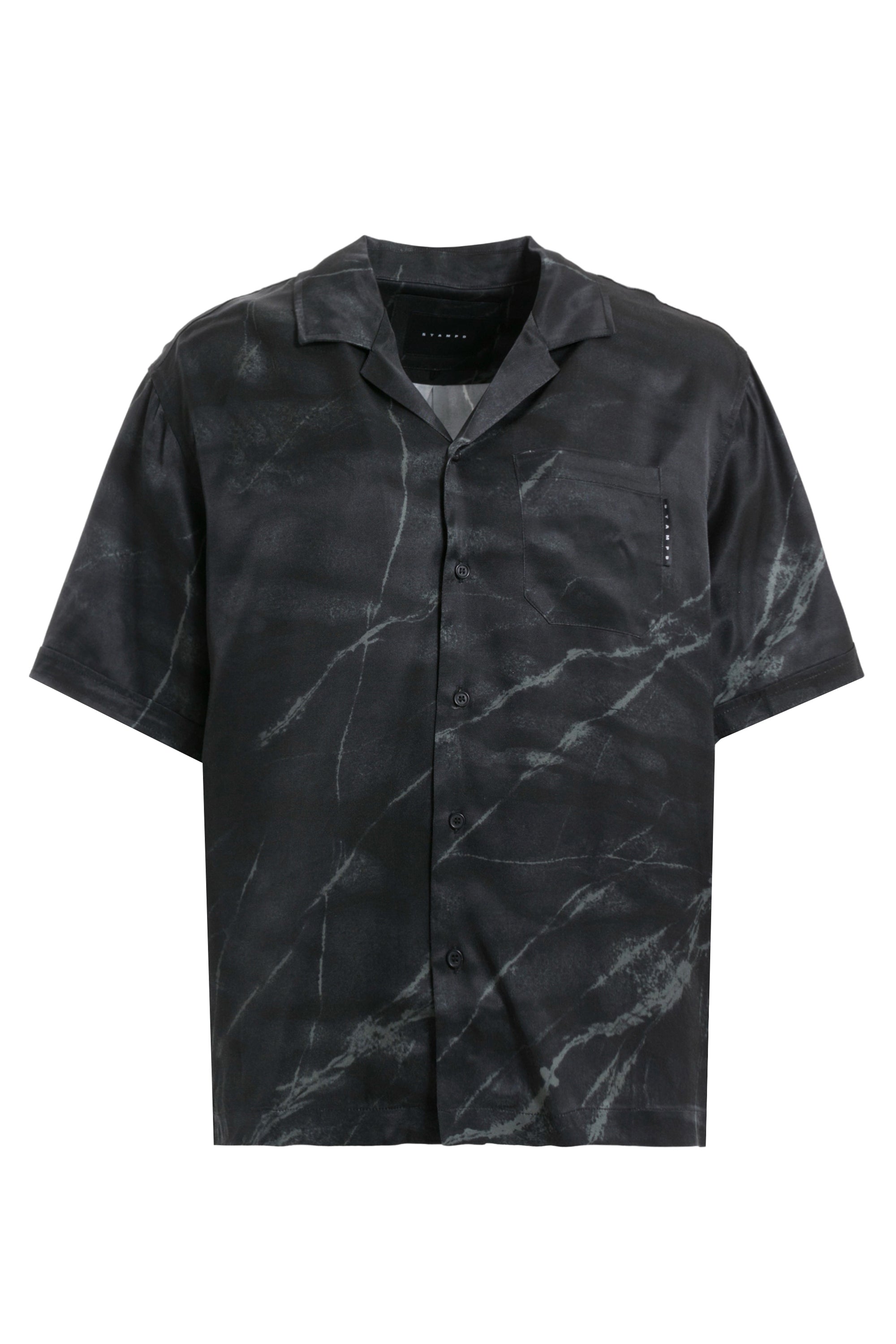 STAMPD FW23 MARBLE CAMP COLLAR BUTTONDOWN / BLK