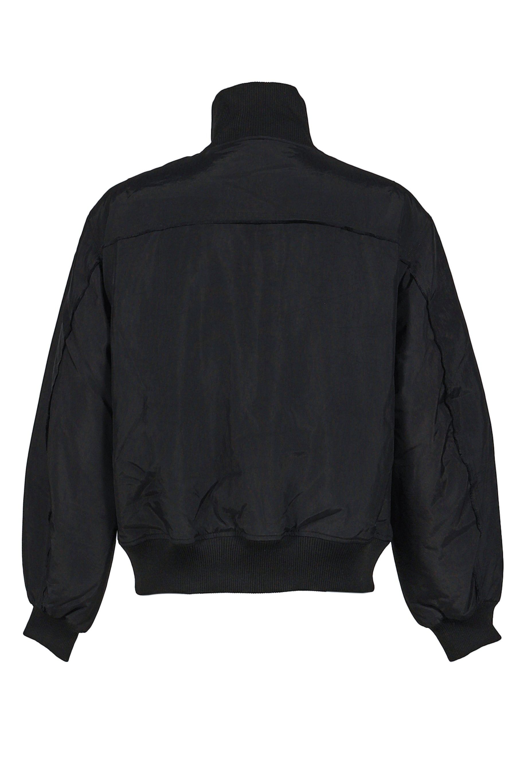 HIGH COLLAR RAW EDGE MILLITARY BOMBER / BLK 
