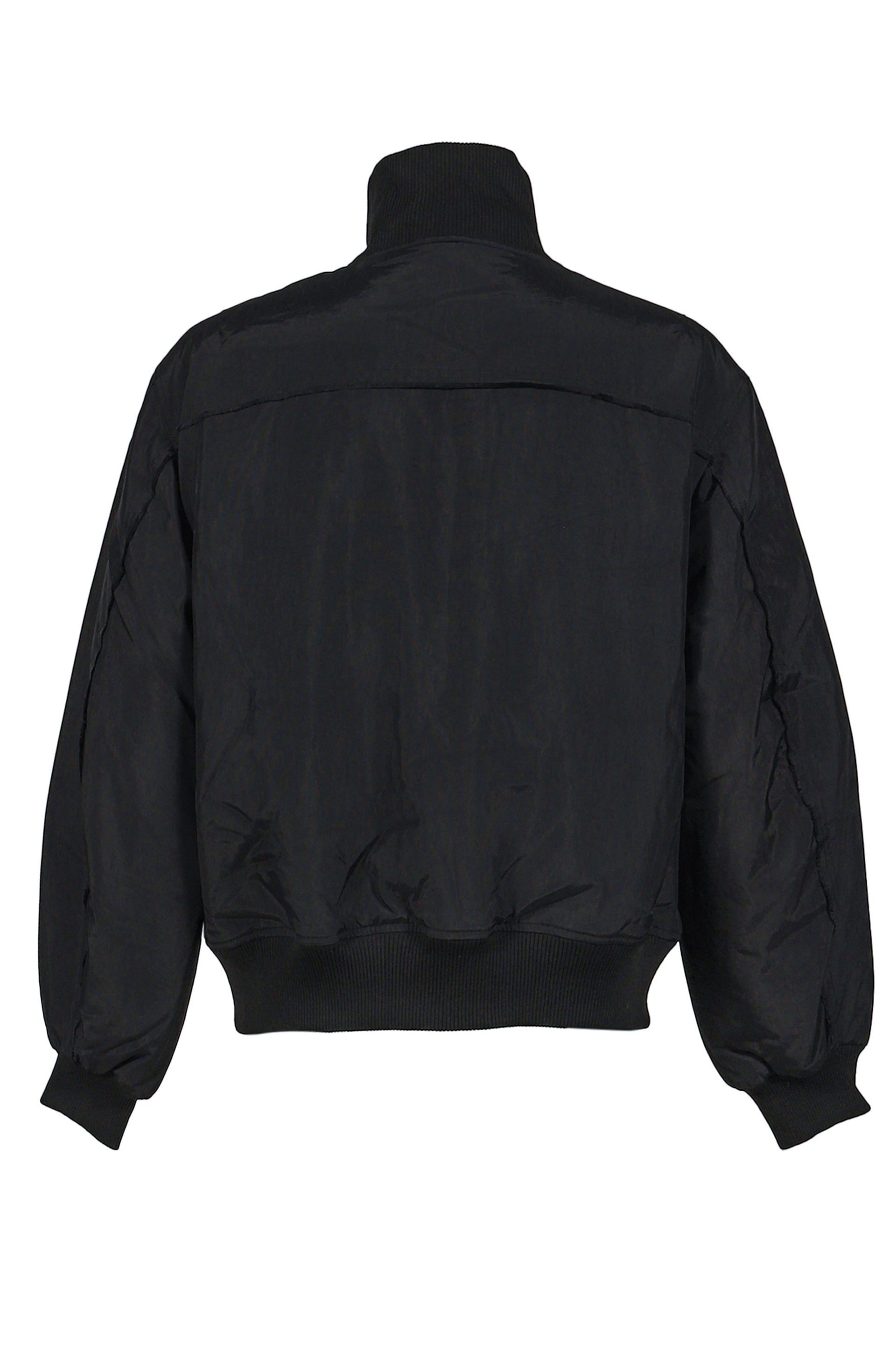 HIGH COLLAR RAW EDGE MILLITARY BOMBER / BLK