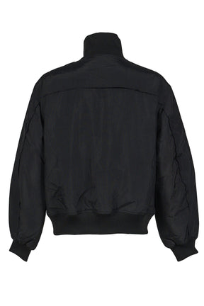 HIGH COLLAR RAW EDGE MILLITARY BOMBER / BLK 