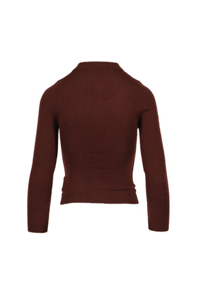 Lapel fitted cardigan / red